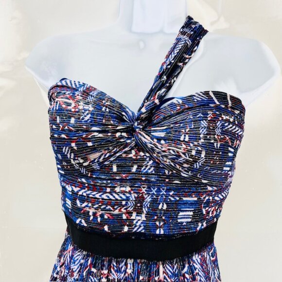 BCBGMAXAZRIA Dresses & Skirts - BCBGMAXAZRIA Women Long  Cocktail Party Evening Dress  Blue Silver Floral( #1